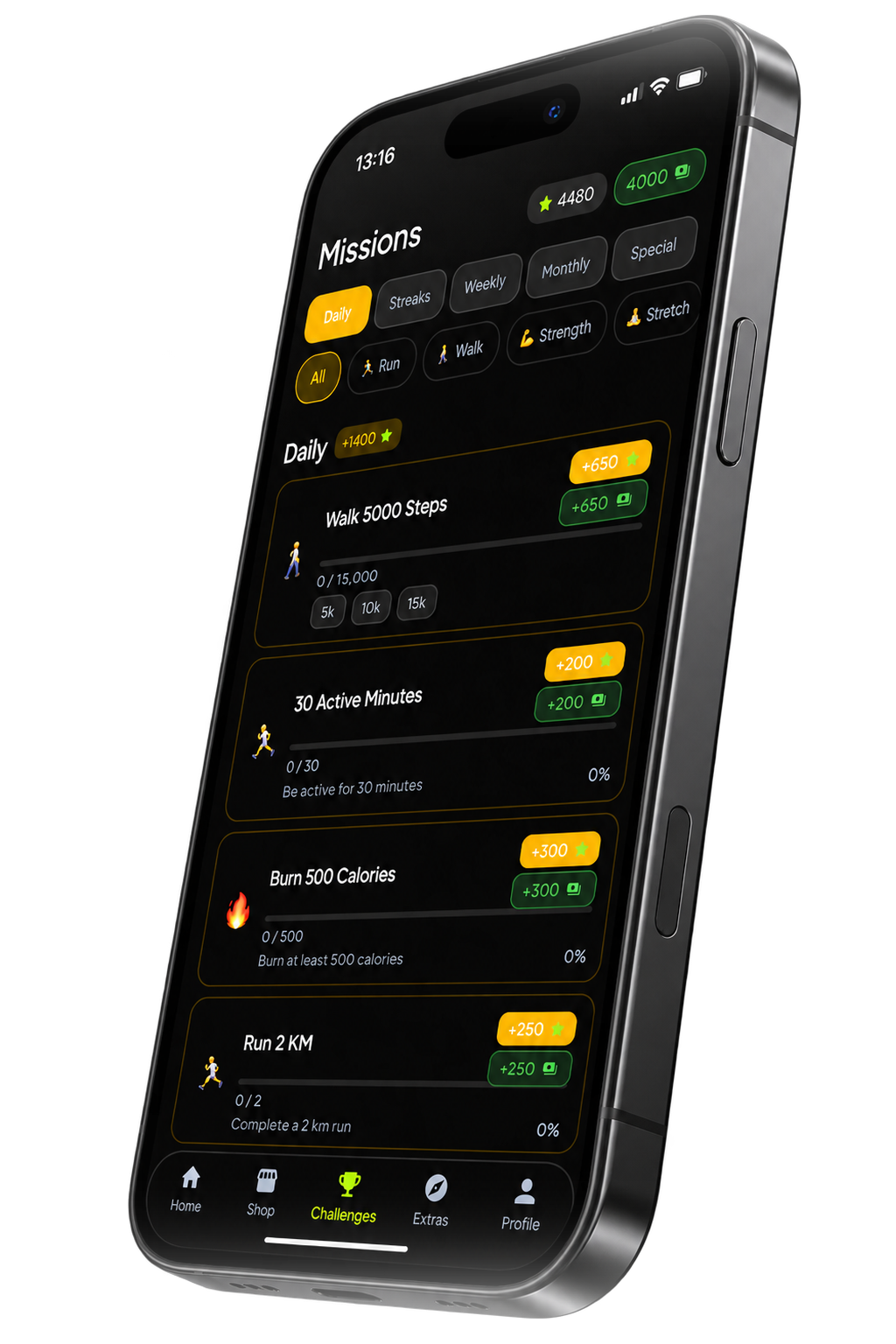 Athle Missions — daily goals with points and rewards